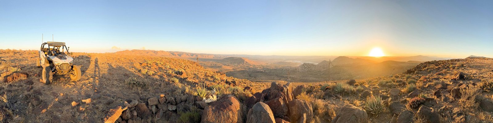 Panoramic desert sunset view